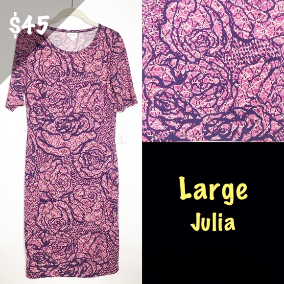 LuLaRoe Dresses & Skirts - NWT LuLaRoe Large Julia Floral Pink Purple Rose